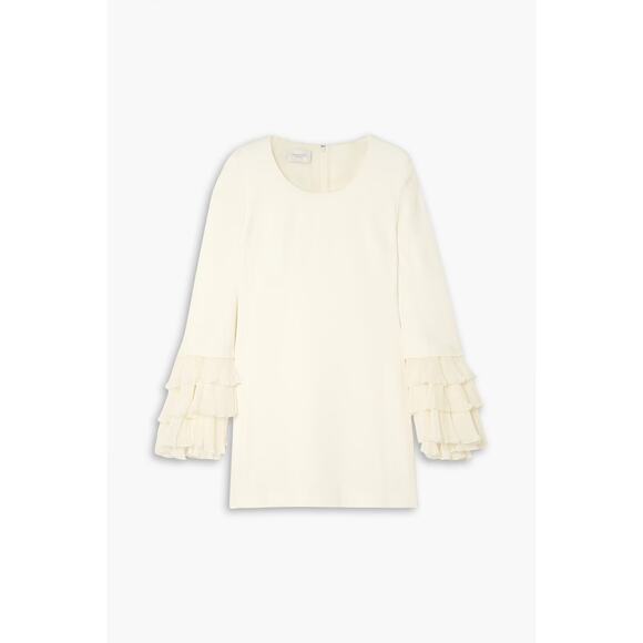 Giambattista Valli Ruffled Plissé-Silk And Cady Mini Dress 42 IT 6 US - Picture 2 of 9